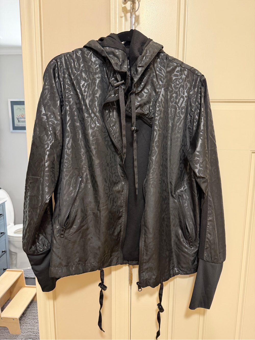 ZYIA Black Textured Hooded Bomber Jacket